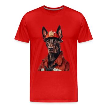 Dobermann - Männer Premium Bio T-Shirt - Rot - Vorne - Damien (186cm)