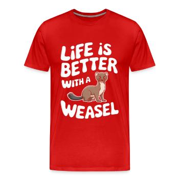Wiesel - Männer Premium Bio T-Shirt - Rot - Vorne - Damien (186cm)