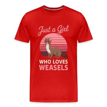 Wiesel - Männer Premium Bio T-Shirt - Rot - Vorne - Damien (186cm)