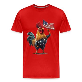 Hahn - Männer Premium Bio T-Shirt - Rot - Vorne - Damien (186cm)