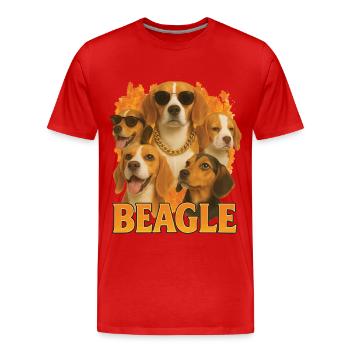 Beagle - Männer Premium Bio T-Shirt - Rot - Vorne - Damien (186cm)