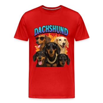 Dackel - Männer Premium Bio T-Shirt - Rot - Vorne - Damien (186cm)