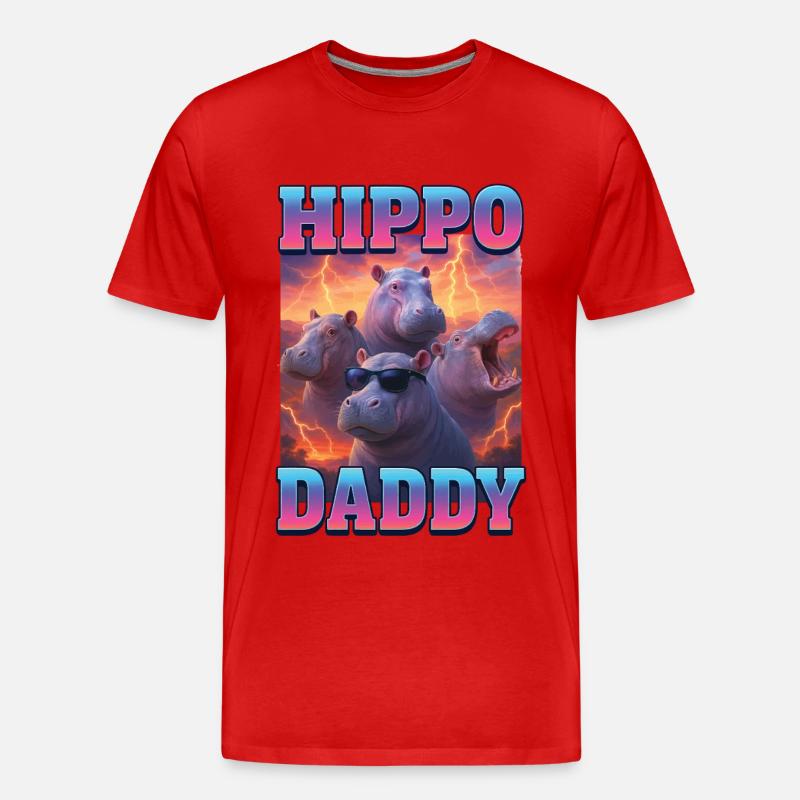 Nilpferd-Papa - Männer Premium Bio T-Shirt - Rot