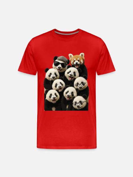 Panda - Männer Premium Bio T-Shirt - Rot