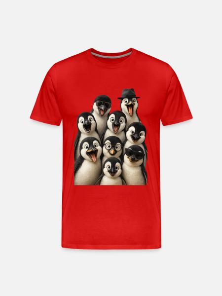 Pinguin - Männer Premium Bio T-Shirt - Rot
