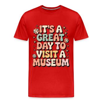 Museum - Men's Premium Organic T-Shirt - red - Front - Damien (186cm)