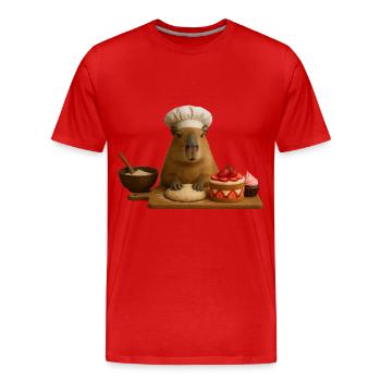 Capybara Baking - Men's Premium Organic T-Shirt - red - Front - Damien (186cm)