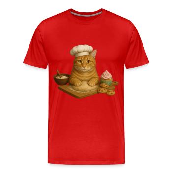 Cat Baking - Men's Premium Organic T-Shirt - red - Front - Damien (186cm)