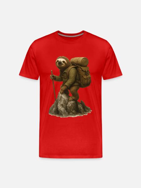 Sloth Hiking - Men's Premium Organic T-Shirt - red