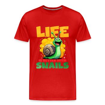 Snail - Men's Premium Organic T-Shirt - red - Front - Damien (186cm)