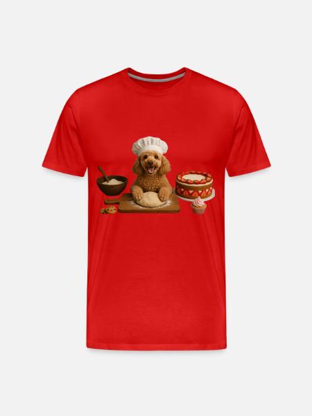 Caniche Gâteau Cuisson Biscuits - T-shirt bio Premium Homme - rouge