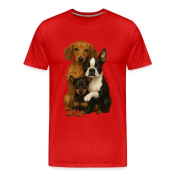 Dog Dogs Cute Dogs - Men's Premium Organic T-Shirt - red - Front - Damien (186cm)
