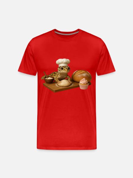 Leopard Gecko Baking Cake Bread - Men's Premium Organic T-Shirt - red