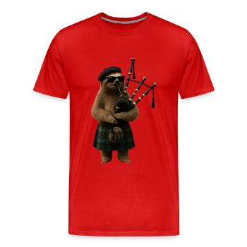 Faultier Dudelsack - Männer Premium Bio T-Shirt - Rot - Vorne - Damien (186cm)