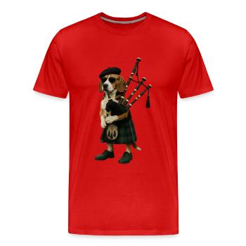 Beagle Dudelsack - Männer Premium Bio T-Shirt - Rot - Vorne - Damien (186cm)