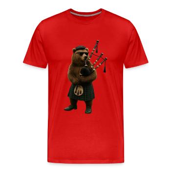 Bär Dudelsack - Männer Premium Bio T-Shirt - Rot - Vorne - Damien (186cm)