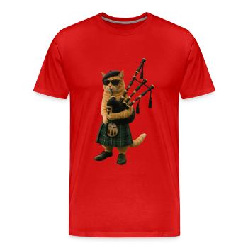 Katze Dudelsack - Männer Premium Bio T-Shirt - Rot - Vorne - Damien (186cm)