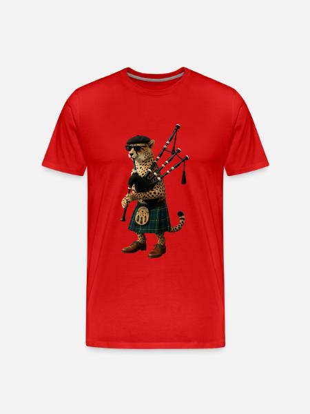 Gepard Dudelsack - Männer Premium Bio T-Shirt - Rot