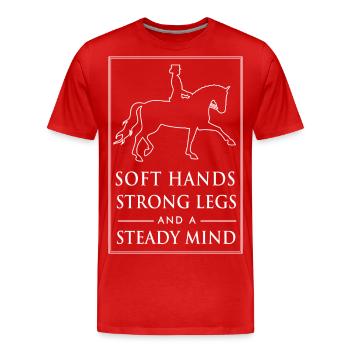 Pferde T-Shirt: Dressurreiten - Männer Premium Bio T-Shirt - Rot - Vorne - Damien (186cm)
