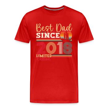 Meilleur papa pour hommes depuis 2018 Cadeau de fête des pères Amusant - T-shirt bio Premium Homme - rouge - Devant - Damien (186cm)
