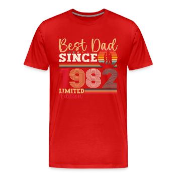 Meilleur père pour hommes depuis 1982 Fête des Pères Cadeau Amusant - T-shirt bio Premium Homme - rouge - Devant - Damien (186cm)