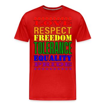 Pride 2023 Rainbow words and colors - Men's Premium Organic T-Shirt - red - Front - Damien (186cm)