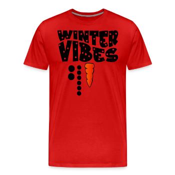 Snowman Puzzle Winter Vibes - Men's Premium Organic T-Shirt - red - Front - Damien (186cm)