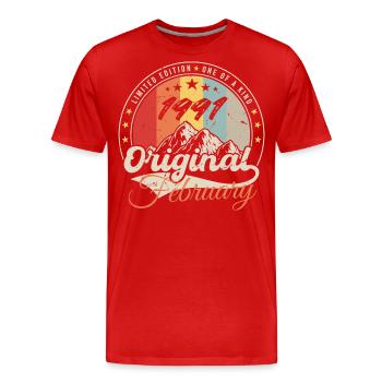 Geburtstagsgeschenk Februar 1991 Jahrgang 33 Jahre - Männer Premium Bio T-Shirt - Rot - Vorne - Damien (186cm)