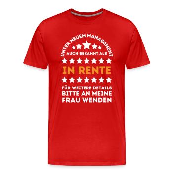 Unter neuem Management – Lustiges Rentner-Design - Männer Premium Bio T-Shirt - Rot - Vorne - Damien (186cm)