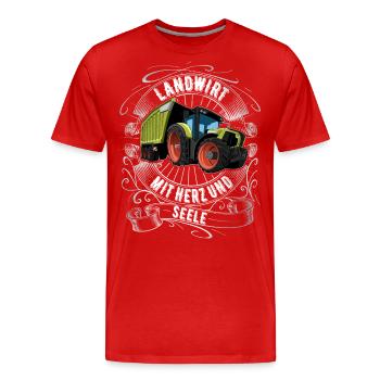 Landwirt - Männer Premium Bio T-Shirt - Rot - Vorne - Damien (186cm)