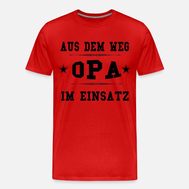 Opa im Einsatz - Männer Premium Bio T-Shirt - Rot