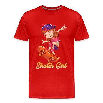 Skater Girl Skateboard Skateboarder Graphics - Men's Premium Organic T-Shirt - red - Front - Damien (186cm)