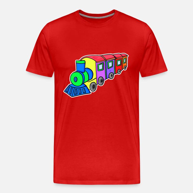 Eisenbahn Dampflok Kinder - Männer Premium Bio T-Shirt - Rot