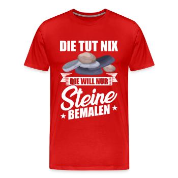 Die tut nix die will nur Steine bemalen steine - Männer Premium Bio T-Shirt - Rot - Vorne - Damien (186cm)