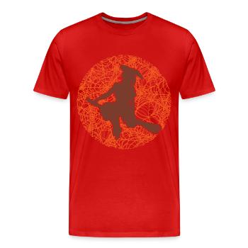 Spooky Spinnennetz Hexerei Besen Halloween - Männer Premium Bio T-Shirt - Rot - Vorne - Damien (186cm)