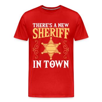 Il y a un nouveau shérif en ville Shérif adjoint - T-shirt bio Premium Homme - rouge - Devant - Damien (186cm)