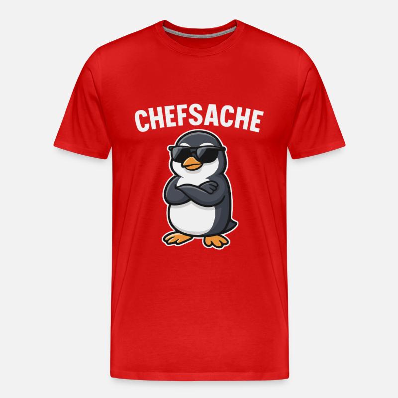 Chefsache Pinguin - Männer Premium Bio T-Shirt - Rot