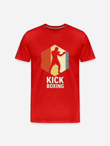 Retro Kickboxer Silhouette - Men's Premium Organic T-Shirt - red