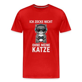 Je ne joue pas sans mon chat - T-shirt bio Premium Homme - rouge - Devant - Damien (186cm)