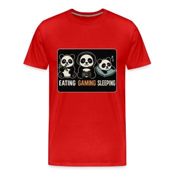 Eating Gaming Sleeping – Funny Panda Gamer Desi - Men's Premium Organic T-Shirt - red - Front - Damien (186cm)