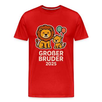Großer Bruder 2025 – Löwen Geschwister Shirt - Männer Premium Bio T-Shirt - Rot - Vorne - Damien (186cm)
