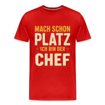 Ich bin der Chef – Spruch - Männer Premium Bio T-Shirt - Rot - Vorne - Damien (186cm)
