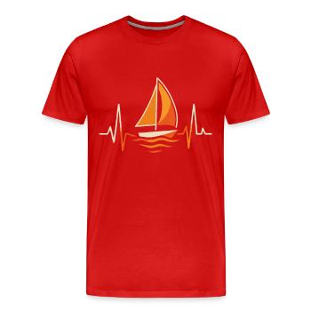 Segelboot Herzschlag – Mein Herz schlägt fürs Sege - Männer Premium Bio T-Shirt - Rot - Vorne - Damien (186cm)