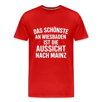Mainz Spruch – Aussicht nach Mainz Shirt - Männer Premium Bio T-Shirt - Rot - Vorne - Damien (186cm)