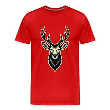 Hirsch Hirschgeweih - Männer Premium Bio T-Shirt - Rot - Vorne - Damien (186cm)