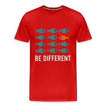 Be Different - Be Different Fish Design - Men's Premium Organic T-Shirt - red - Front - Damien (186cm)