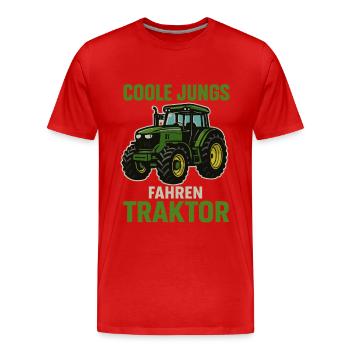 Coole Jungs fahren Traktor – Bauernhof Spruch - Männer Premium Bio T-Shirt - Rot - Vorne - Damien (186cm)
