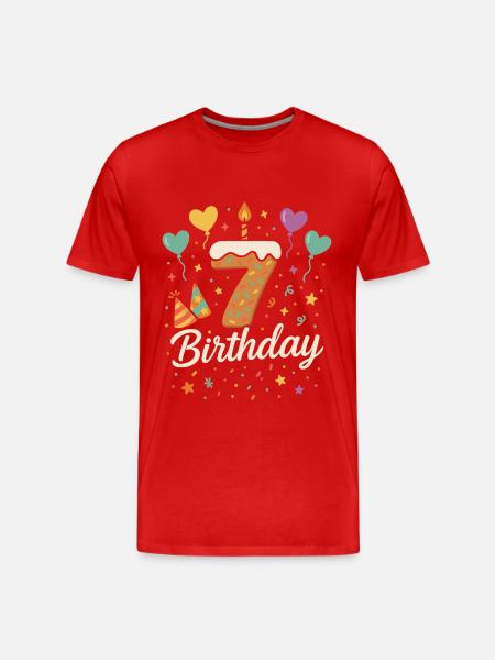 7th Birthday Kids T-Shirt - Men's Premium Organic T-Shirt - red