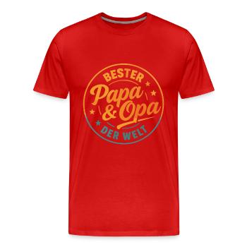 Bester Papa & Opa der Welt – Geschenk Design - Männer Premium Bio T-Shirt - Rot - Vorne - Damien (186cm)