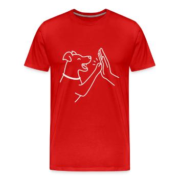 Dog High Five – Minimaliste et mignon - T-shirt bio Premium Homme - rouge - Devant - Damien (186cm)